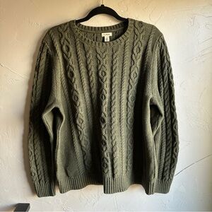 L.L. Bean Double L Cable Knit Sweater Cotton Fisherman Heritage Preppy Sz XL